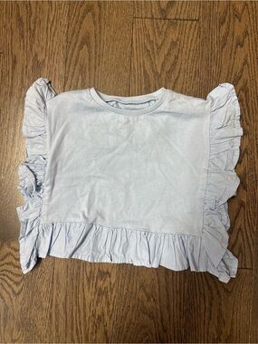 Zara Light Blue Ruffle Sleeve Tee 18M